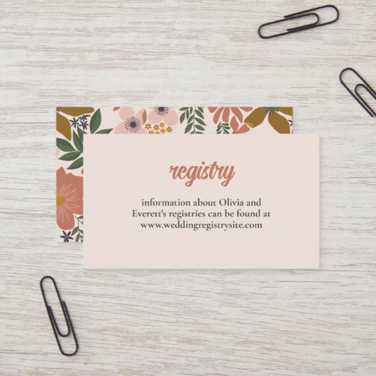 Invitation de douche nuptiale florale Insertion (Devant/Arrière en situation)