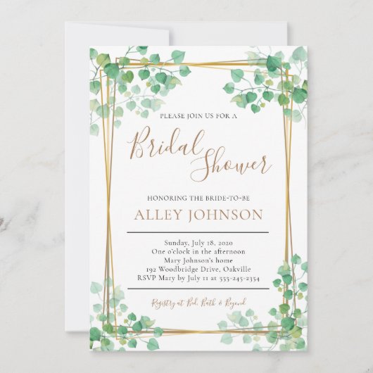 Invitation de douche nuptiale Folio avec bordure o (Devant)
