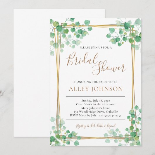 Invitation de douche nuptiale Folio avec bordure o (Devant / Derrière)