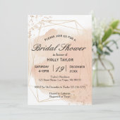 Invitation de douche nuptiale géométrique rose Gol (Debout devant)