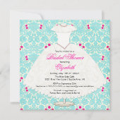 Invitation de douche nuptiale Gown Turquoise Damas (Devant)