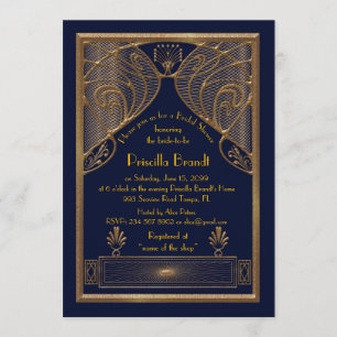 Invitation de douche nuptiale, grand Gatsby, Marin