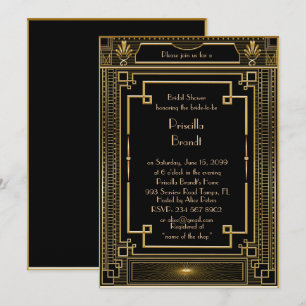 Invitation de douche nuptiale, grand Gatsby métal 