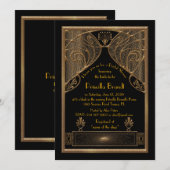 Invitation de douche nuptiale, grand Gatsby noir o (Devant / Derrière)