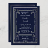 Invitation de douche nuptiale, grand Gatsby or arg (Devant / Derrière)