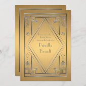 Invitation de douche nuptiale, grand Gatsby, or et (Devant / Derrière)