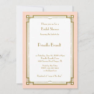 Invitation de douche nuptiale, grand Gatsby, rose 