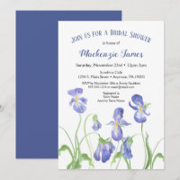 Invitation de douche nuptiale Iris violet printemp