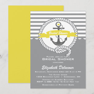 Invitation de douche nuptiale jaune et gris
