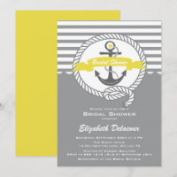 Invitation de douche nuptiale jaune et gris
