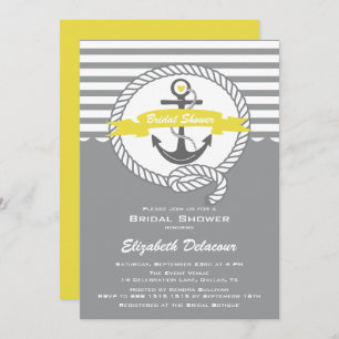 Invitation de douche nuptiale jaune et gris