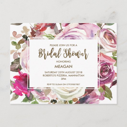 Invitation de douche nuptiale lilas floral moderne (Devant)