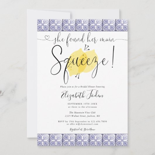 Invitation de douche nuptiale Main Squeeze Lemons (Devant)