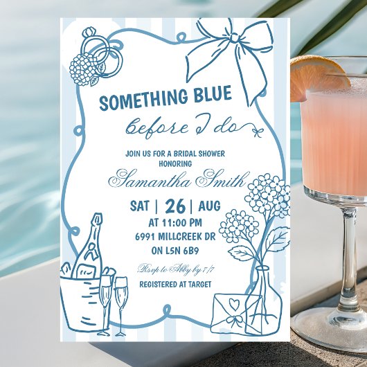 Invitation de douche nuptiale manuscrite Doodle Bl