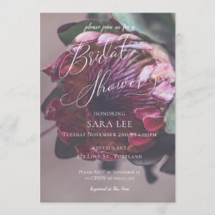 Invitation de douche nuptiale mariage Protea Purpl