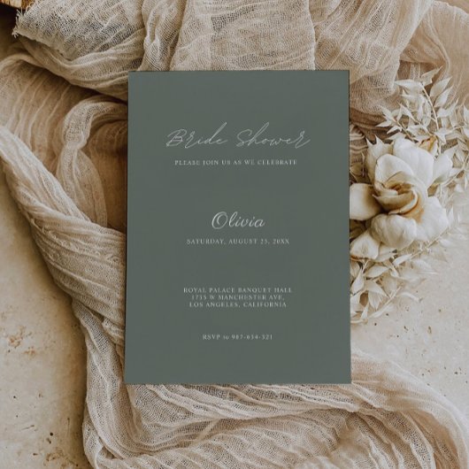Invitation de douche nuptiale Mariage Sage Green