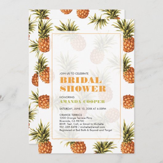 Invitation de douche nuptiale Mariage tropicale mo (Devant / Derrière)