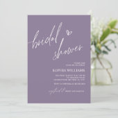 Invitation de douche nuptiale minimaliste pourpre  (Debout devant)