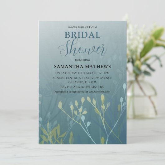 Invitation de douche nuptiale moderne Blue Green F (Debout devant)