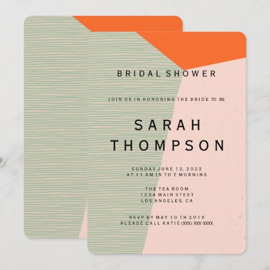 Invitation de douche nuptiale moderne du milieu du (Devant / Derrière)