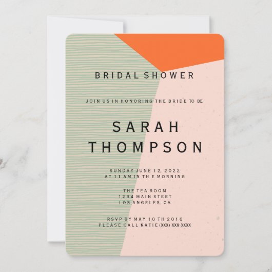 Invitation de douche nuptiale moderne du milieu du (Devant)