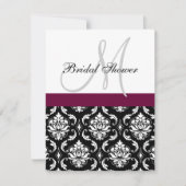 Invitation de douche nuptiale Monogramme Vin Damas (Devant)