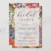 Invitation de douche nuptiale multicolore Florale (Devant / Derrière)