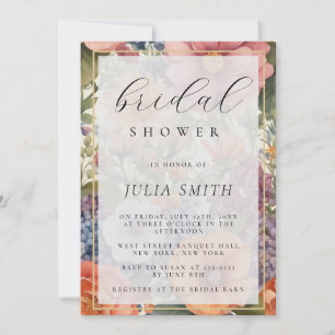 Invitation de douche nuptiale multicolore Florale