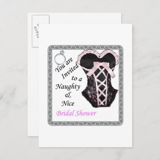 invitation de douche nuptiale - Naughty & Nice ros (Devant / Derrière)