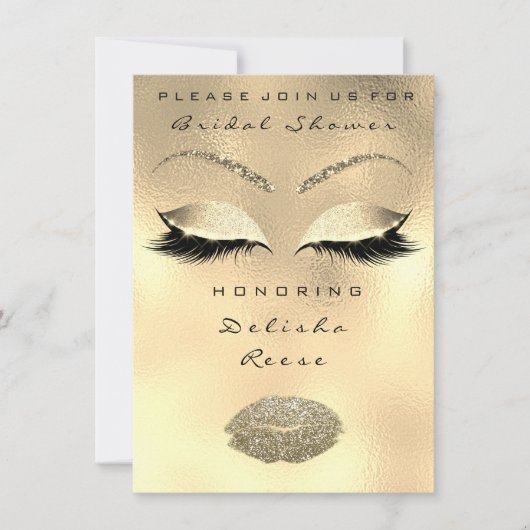 Invitation de douche nuptiale Oeil or Faux Lèvres  (Devant)