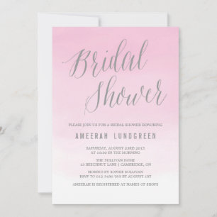 Invitation de douche nuptiale Ombre rose Aquarelle
