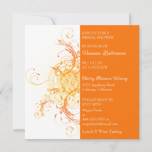 Invitation de douche nuptiale orange moderne (Devant)
