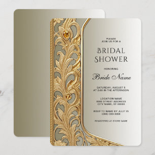 Invitation de douche nuptiale ornée or moderne