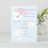 Invitation de douche nuptiale parapluie rose (Debout devant)
