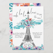Invitation de douche nuptiale - Paris, Floral (Devant / Derrière)