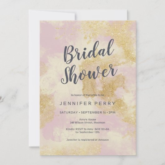 Invitation de douche nuptiale - parties scintillan (Devant)