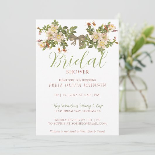 Invitation de douche nuptiale peinte Primrose (Debout devant)