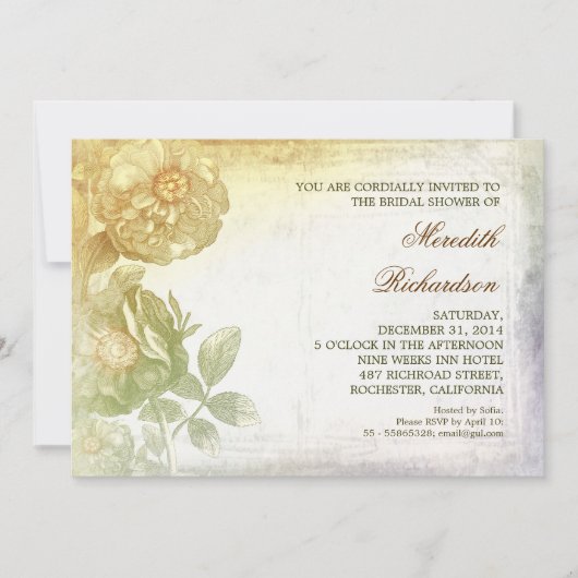 Invitation de douche nuptiale personnalisée vintag (Devant)