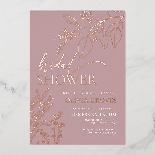 Invitation de douche nuptiale Pink Gold Foil (Recto)