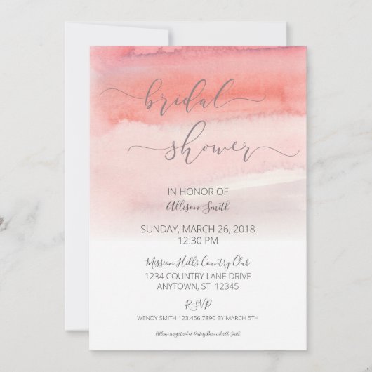Invitation de douche nuptiale Pink Ombre (Devant)