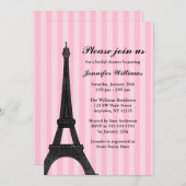 Invitation de douche nuptiale Pink Stripe Paris (Devant / Derrière)