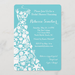 Invitation de douche nuptiale, plage, robe de coqu