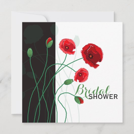 Invitation de douche nuptiale | Poppies rouges (Devant)