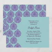 Invitation de douche nuptiale pourpre/turquoise (Devant / Derrière)