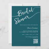 Invitation de douche nuptiale QR Script turquoise (Devant)