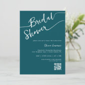 Invitation de douche nuptiale QR Script turquoise (Debout devant)