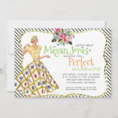 Invitation de douche nuptiale | Rétro femme au foy (Devant)