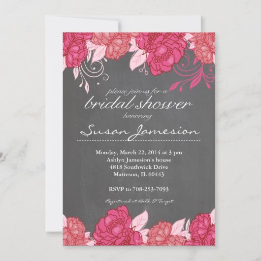 Invitation de douche nuptiale rose aquarelle (Devant)