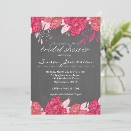 Invitation de douche nuptiale rose aquarelle (Debout devant)