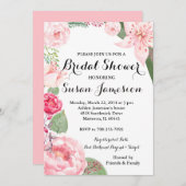 Invitation de douche nuptiale rose aquarelle (Devant / Derrière)
